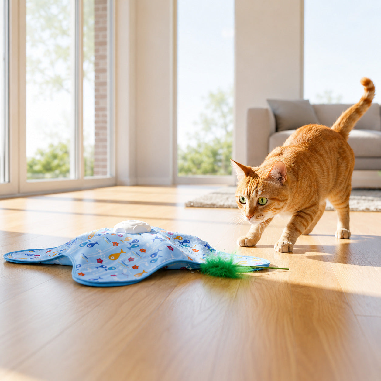 Interactive cat toy mimics real prey with unpredictable motion