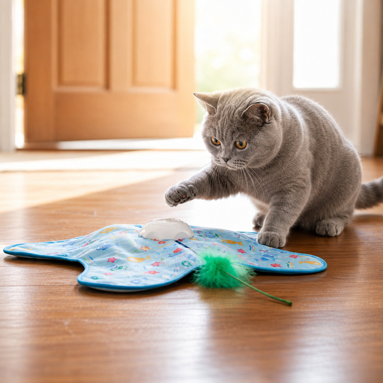 Automatic cat toy keeps cats entertained while owners are away