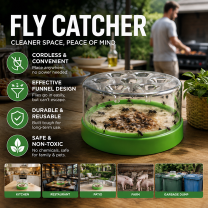 🔌✅ Reusable fly trap—no electricity, no poison! 🏠 Safe to use in the kitchen and around children and pets.
