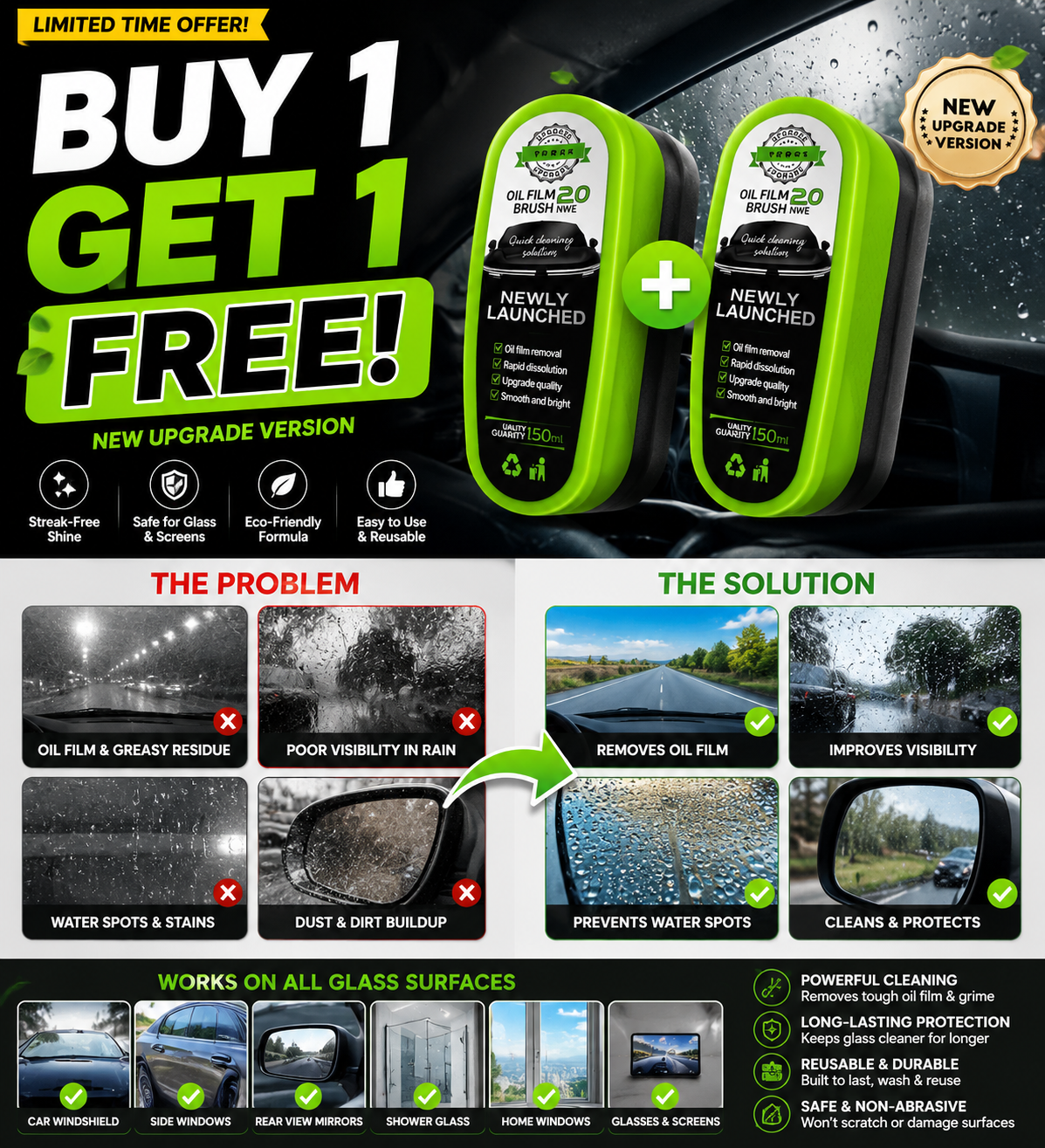 🔥Last Day! Buy 1 Get 1 Free Each $🔥Instant Clear Car Glass Windshield Cleaner