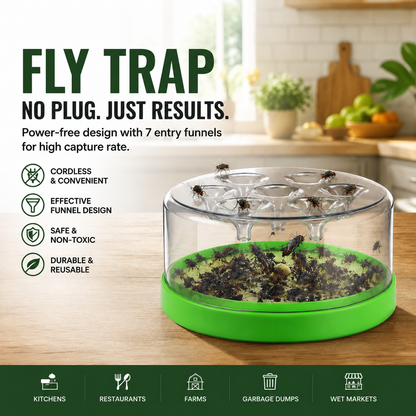 🔌✅ Reusable fly trap—no electricity, no poison! 🏠 Safe to use in the kitchen and around children and pets.