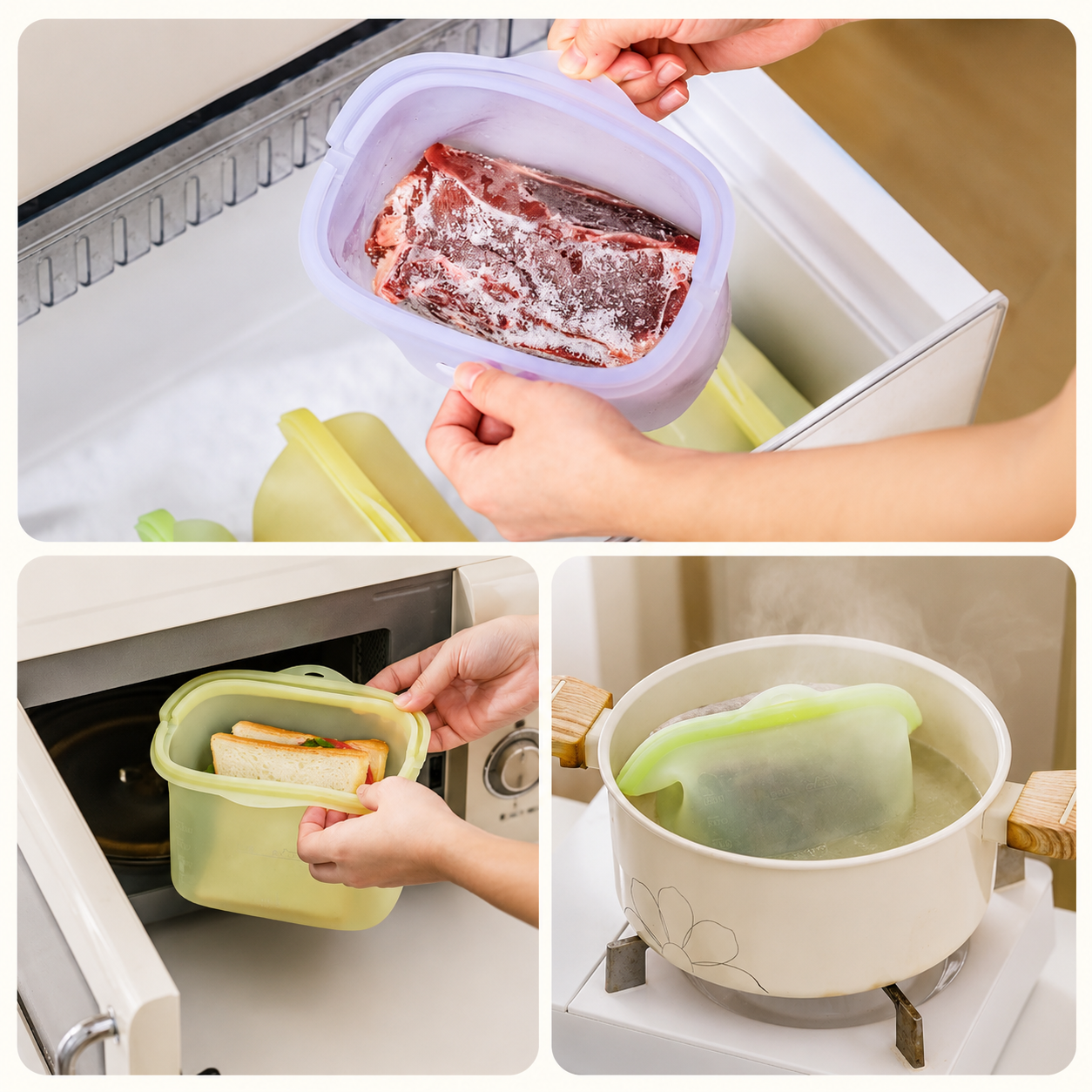 FreshLock reusable silicone storage bag for freezer microwave and meal prep use