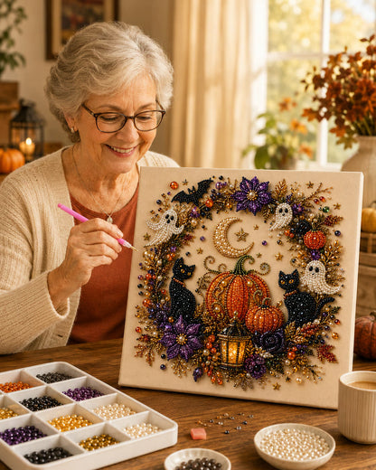 🔥HALLOWEEN SALE 60% OFF! 👻✨ Halloween Pearl Art DIY Kit – Turn Tiny Pearls into Spooky-Cute Magic