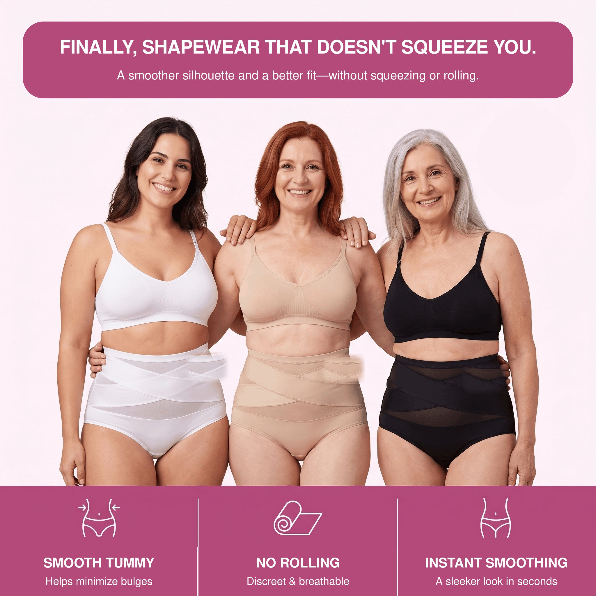 High-waist tummy-smoothing shapewear in multiple colors